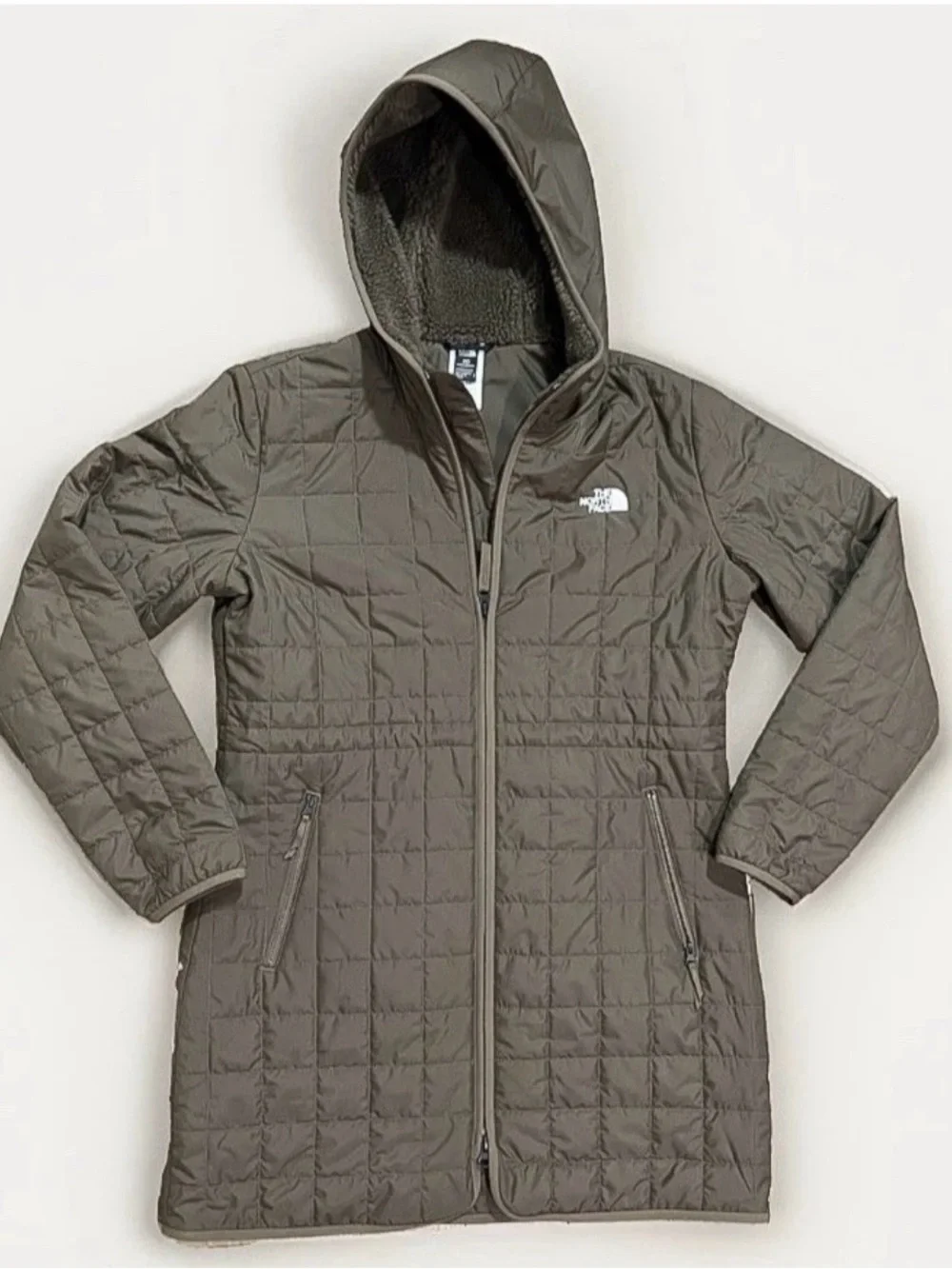 The North Face Womens Medium Brown Quilted Hooded Puffer Coat